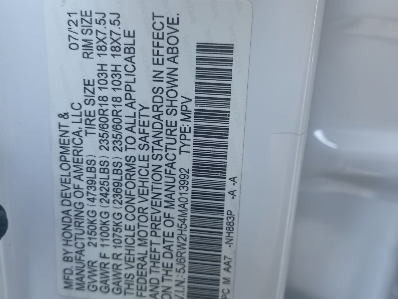 Honda Crv 2021, foto 5 de 8